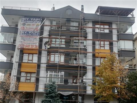 MY YAPI mantolama uygulaması devam eden şantiye